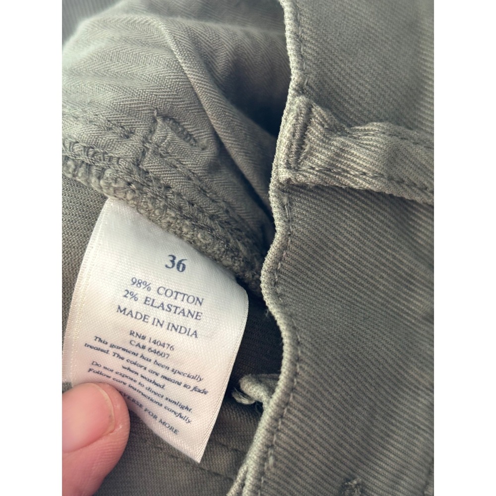 Faherty Brand Men Olive Green Organic Cotton 5-Pocket Straight Pants Size 36 - Picture 11 of 12
